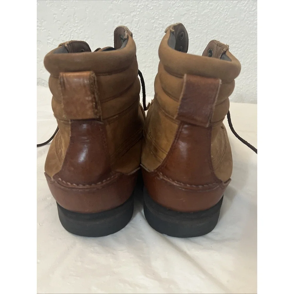 Lands End Chukka Boots Mens Brown 10.5D Leather Lace Up Business Casual Moc Toe